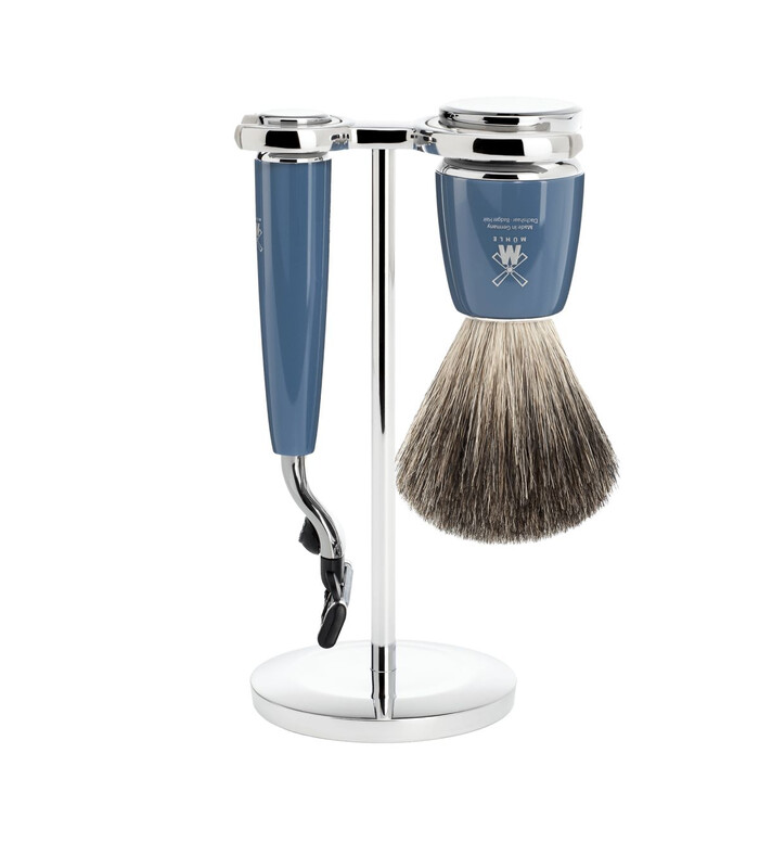 Set Afeitado Mühle Brocha Afeitar Tejón Puro, Maquinilla Gillette® Mach3® Petrol Rytmo  - 1